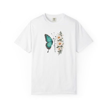 Butterfly & Daisies Women's Garment-Dyed T-Shirt | Relaxed Unisex Cotton Tee
