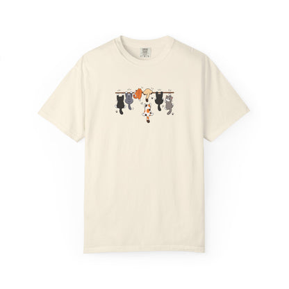 Six Hanging Cats Women's Garment-Dyed T-Shirt | Relaxed Unisex Cotton Tee