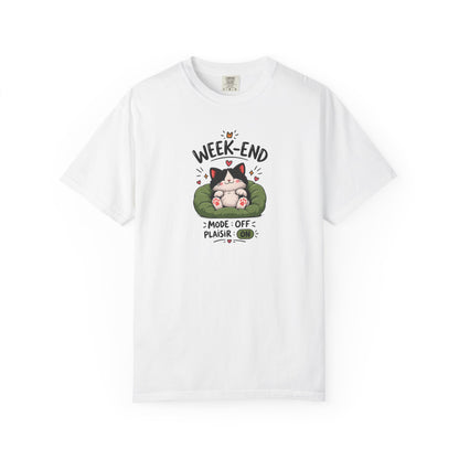 Weekend Mode Off Cat Women's Garment-Dyed T-Shirt | Relaxed Unisex Cotton Tee