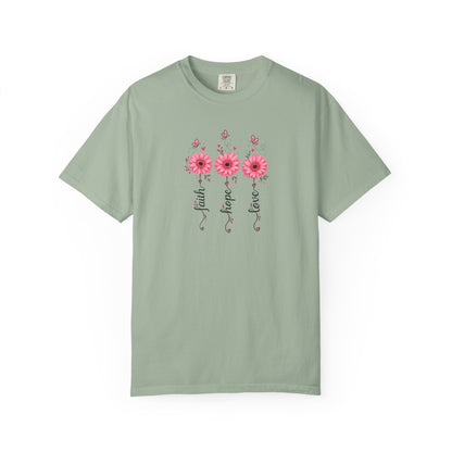 Three Pink Daisies Women's Garment-Dyed T-Shirt | Relaxed Unisex Cotton Tee