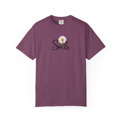 Smile Daisy Women's Garment-Dyed T-Shirt | Relaxed Unisex Cotton Tee