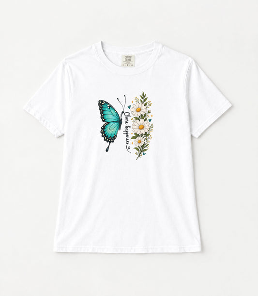 Butterfly & Daisies Women's Garment-Dyed T-Shirt | Relaxed Unisex Cotton Tee