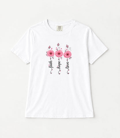 Three Pink Daisies Women's Garment-Dyed T-Shirt | Relaxed Unisex Cotton Tee