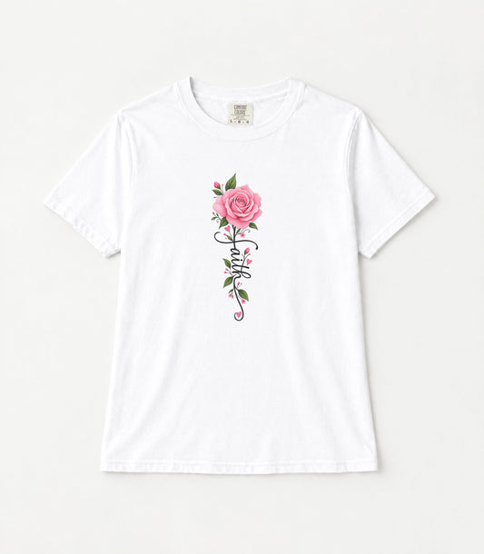 Pink Rose Women's Garment-Dyed T-Shirt | Relaxed Unisex Cotton Tee