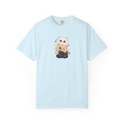 Stacked Three Kittens Women's Garment-Dyed T-Shirt | Relaxed Unisex Cotton Tee