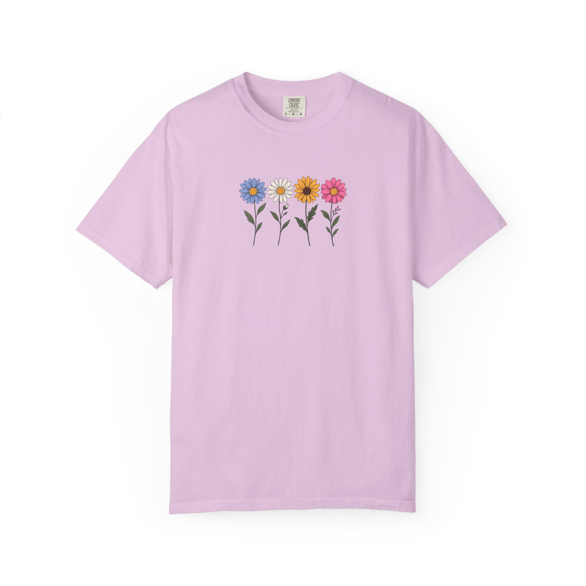 Four Flowers Women's Garment-Dyed T-Shirt | Relaxed Unisex Cotton Tee