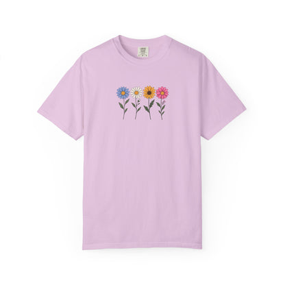 Four Flowers Women's Garment-Dyed T-Shirt | Relaxed Unisex Cotton Tee