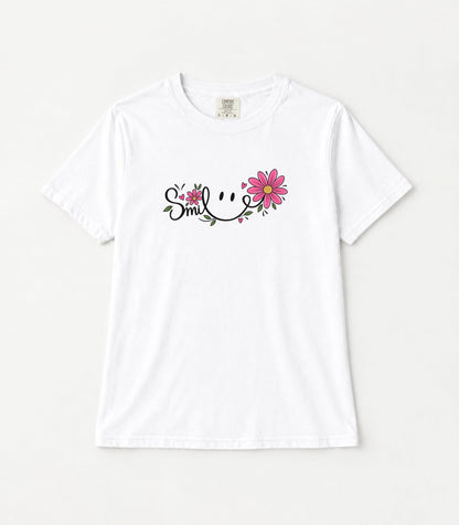 Smile Daisies Women's Garment-Dyed T-Shirt | Relaxed Unisex Cotton Tee