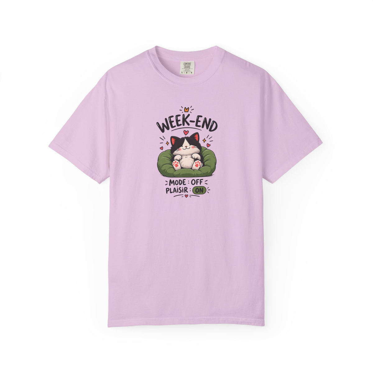 Weekend Mode Off Cat Women's Garment-Dyed T-Shirt | Relaxed Unisex Cotton Tee