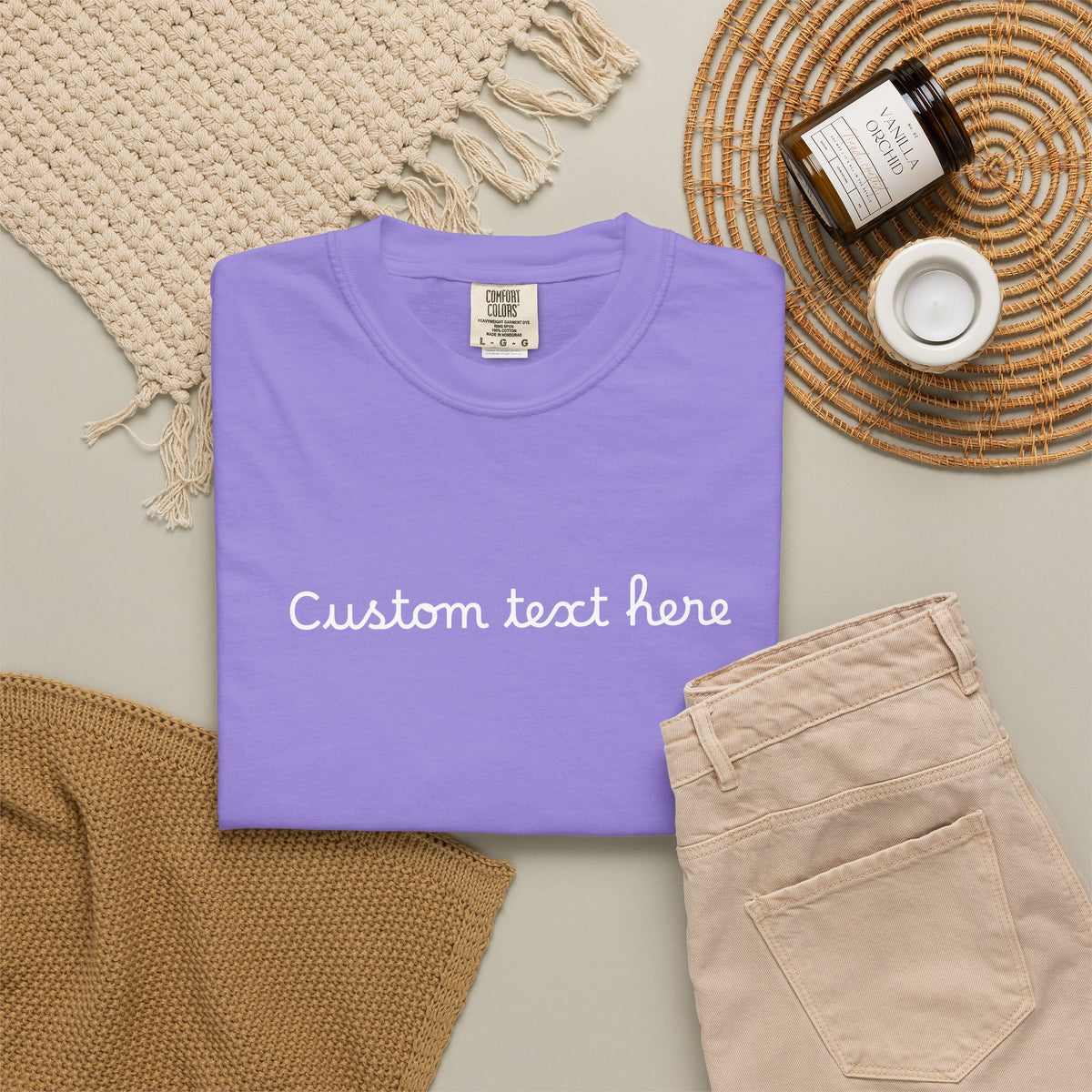 Personalized Custom Text Unisex Garment-Dyed T-Shirt