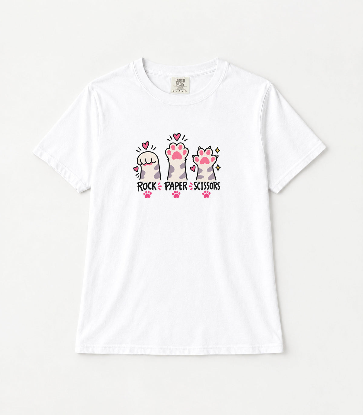 Rock Paper Scissors Cat Paws Women's Garment-Dyed T-Shirt | Relaxed Unisex Cotton Tee