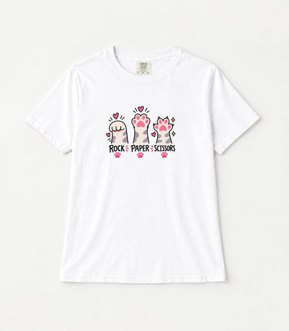 Rock Paper Scissors Cat Paws Women's Garment-Dyed T-Shirt | Relaxed Unisex Cotton Tee