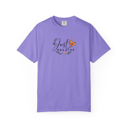Just Breathe Bird Women's Garment-Dyed T-Shirt | Relaxed Unisex Cotton Tee