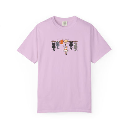 Six Hanging Cats Women's Garment-Dyed T-Shirt | Relaxed Unisex Cotton Tee