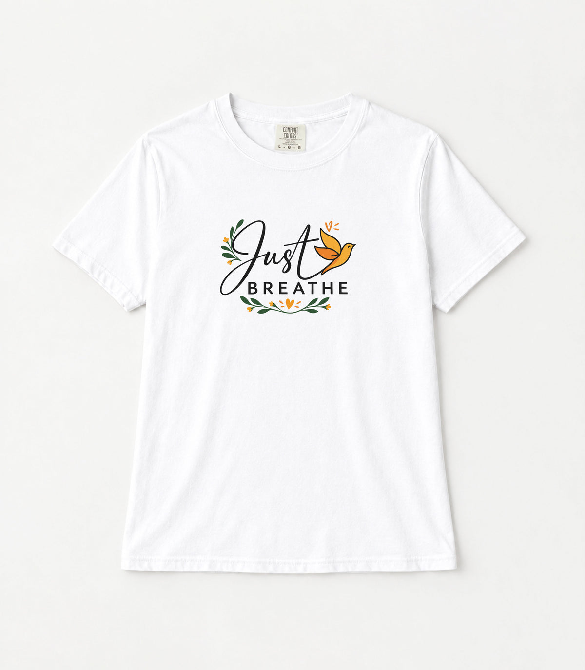 Just Breathe Bird Women's Garment-Dyed T-Shirt | Relaxed Unisex Cotton Tee