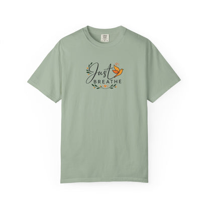Just Breathe Bird Women's Garment-Dyed T-Shirt | Relaxed Unisex Cotton Tee