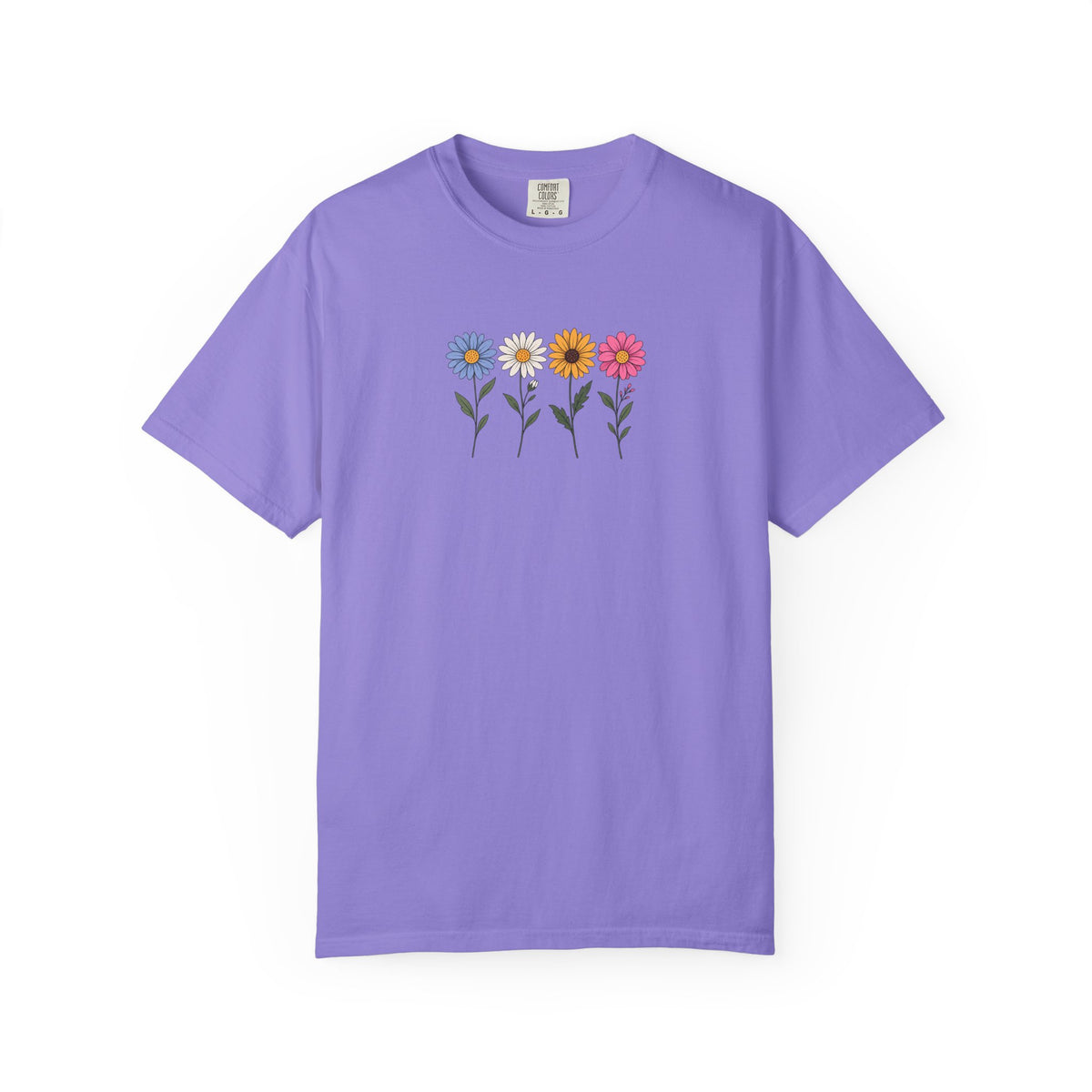 Four Flowers Women's Garment-Dyed T-Shirt | Relaxed Unisex Cotton Tee