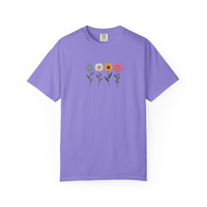 Four Flowers Women's Garment-Dyed T-Shirt | Relaxed Unisex Cotton Tee
