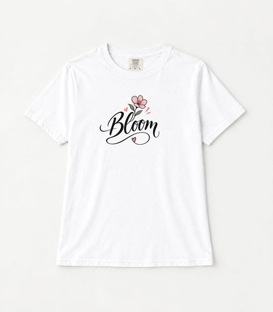 Bloom Pink Flower Women's Garment-Dyed T-Shirt | Relaxed Unisex Cotton Tee
