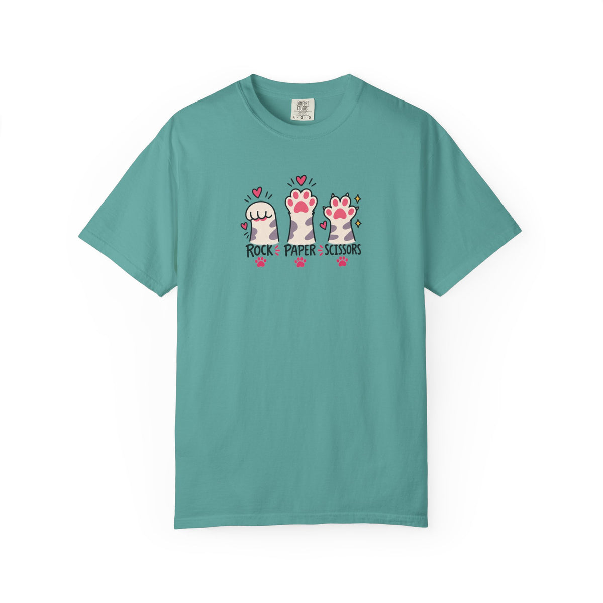 Rock Paper Scissors Cat Paws Women's Garment-Dyed T-Shirt | Relaxed Unisex Cotton Tee