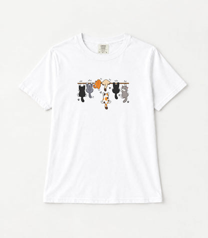Six Hanging Cats Women's Garment-Dyed T-Shirt | Relaxed Unisex Cotton Tee
