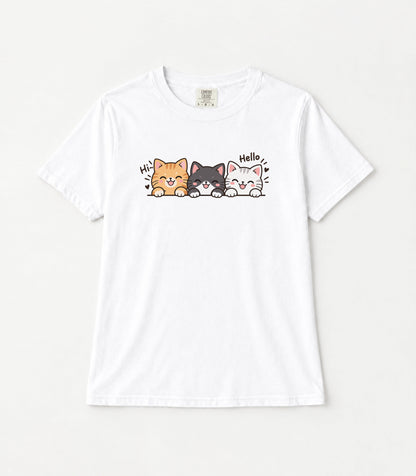 Three Smiling Kittens Women's Garment-Dyed T-Shirt | Relaxed Unisex Cotton Tee