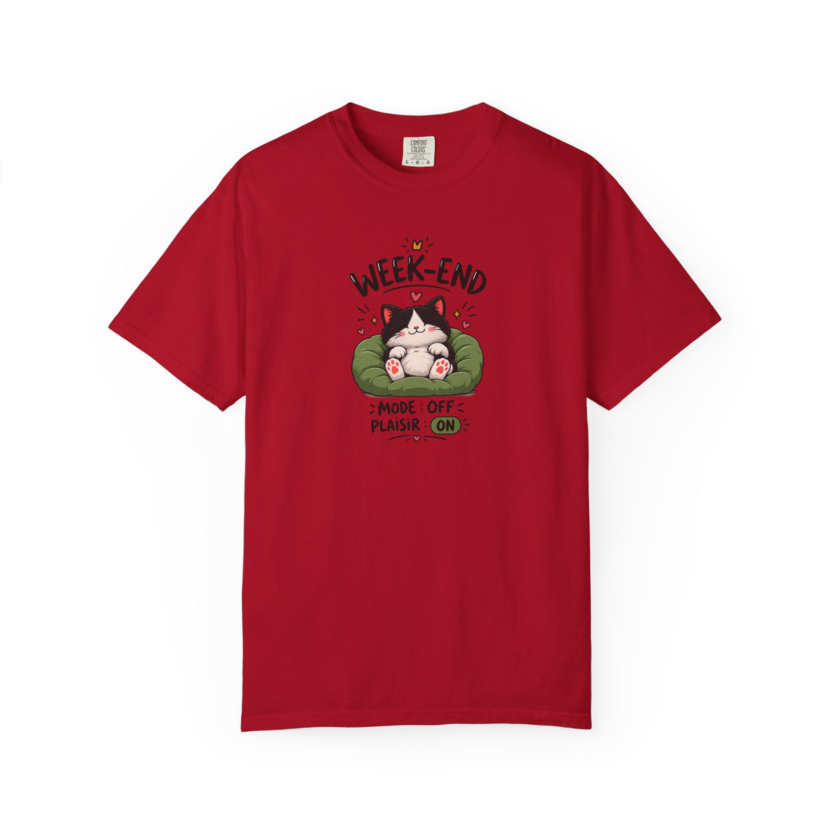 Weekend Mode Off Cat Women's Garment-Dyed T-Shirt | Relaxed Unisex Cotton Tee