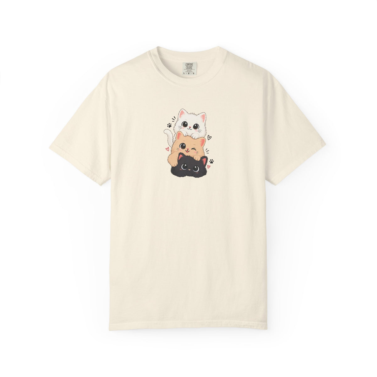 Stacked Three Kittens Women's Garment-Dyed T-Shirt | Relaxed Unisex Cotton Tee