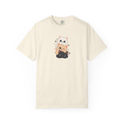 Stacked Three Kittens Women's Garment-Dyed T-Shirt | Relaxed Unisex Cotton Tee