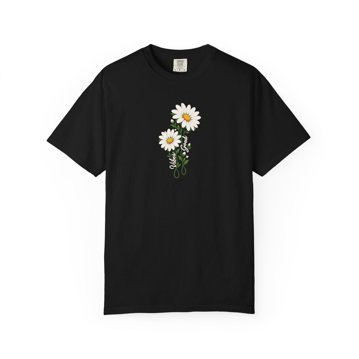 Good Vibes Two Daisies Women's Garment-Dyed T-Shirt | Relaxed Unisex Cotton Tee