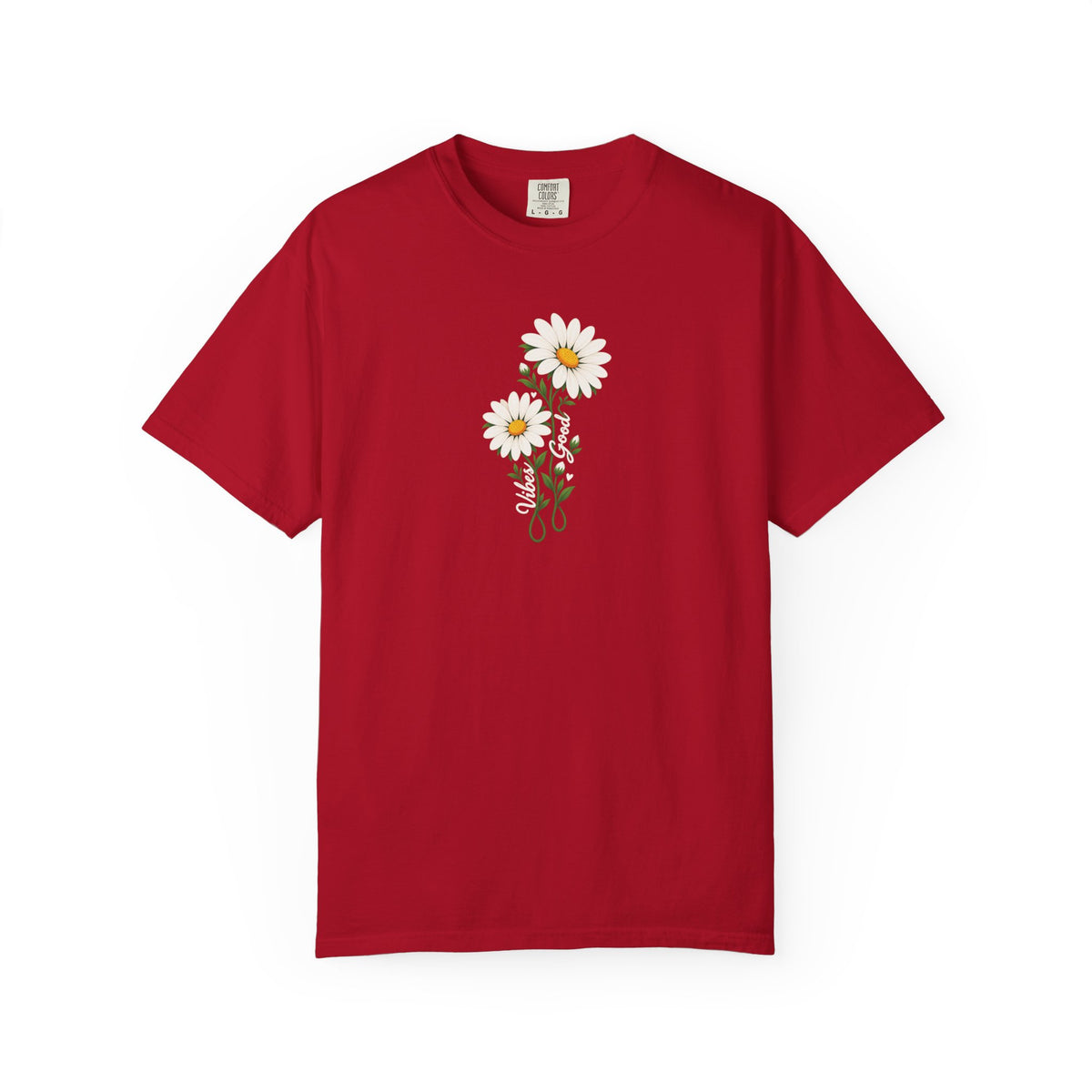 Good Vibes Two Daisies Women's Garment-Dyed T-Shirt | Relaxed Unisex Cotton Tee