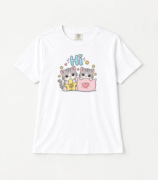 Hi Love You Kittens Women's Garment-Dyed T-Shirt | Relaxed Unisex Cotton Tee
