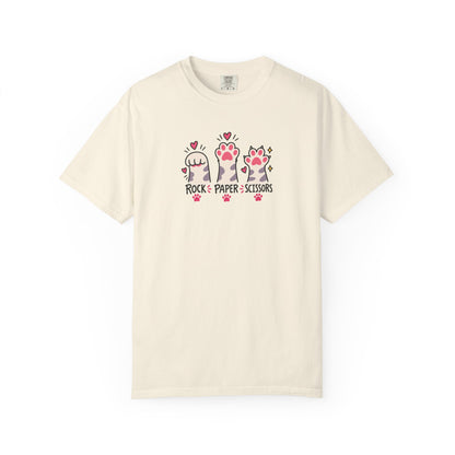 Rock Paper Scissors Cat Paws Women's Garment-Dyed T-Shirt | Relaxed Unisex Cotton Tee
