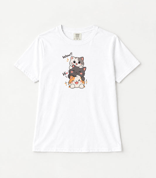 Stacked Cats Women's Garment-Dyed T-Shirt | Relaxed Unisex Cotton Tee