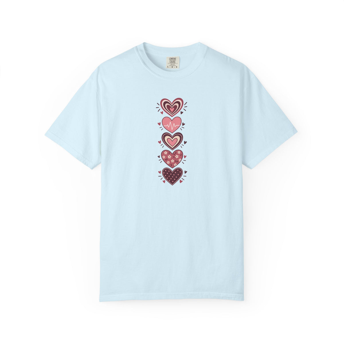 Patterned Hearts Women's Garment-Dyed T-Shirt | Relaxed Unisex Cotton Tee
