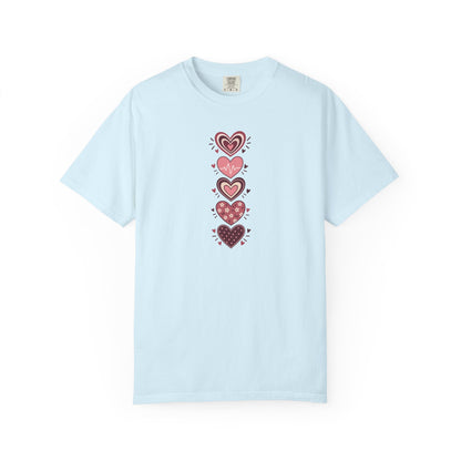 Patterned Hearts Women's Garment-Dyed T-Shirt | Relaxed Unisex Cotton Tee