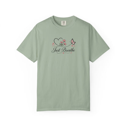 Just Breathe Butterfly Women's Garment-Dyed T-Shirt | Relaxed Unisex Cotton Tee