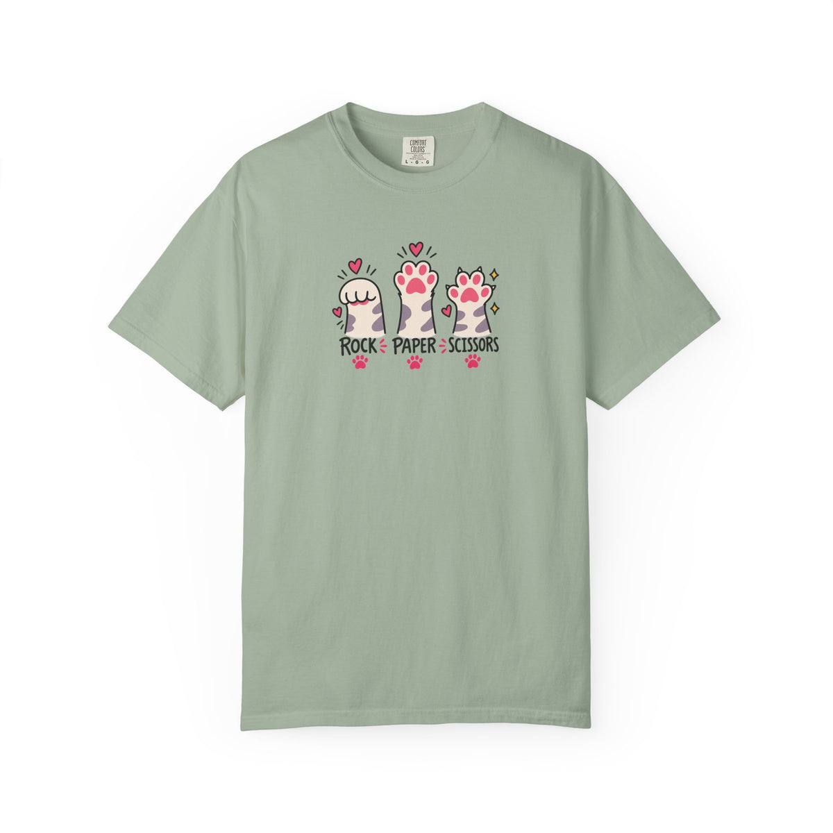 Rock Paper Scissors Cat Paws Women's Garment-Dyed T-Shirt | Relaxed Unisex Cotton Tee