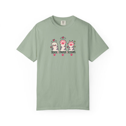 Rock Paper Scissors Cat Paws Women's Garment-Dyed T-Shirt | Relaxed Unisex Cotton Tee
