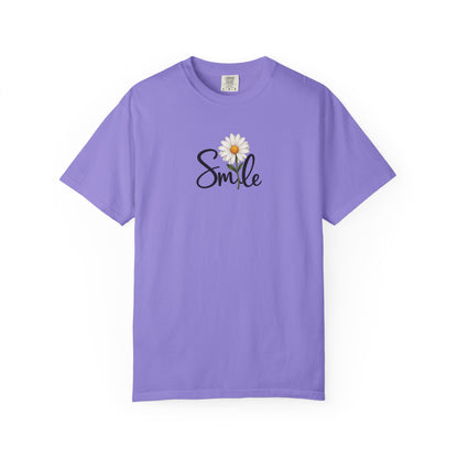 Smile Daisy Women's Garment-Dyed T-Shirt | Relaxed Unisex Cotton Tee