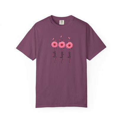 Three Pink Daisies Women's Garment-Dyed T-Shirt | Relaxed Unisex Cotton Tee