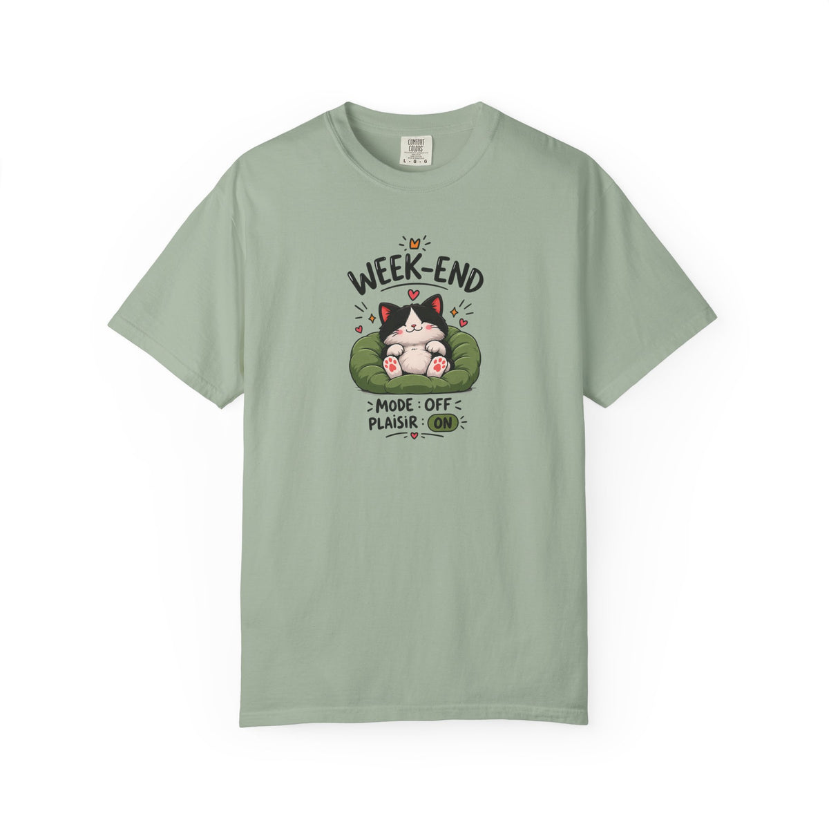 Weekend Mode Off Cat Women's Garment-Dyed T-Shirt | Relaxed Unisex Cotton Tee