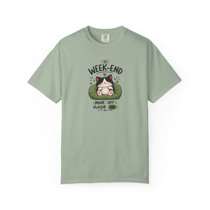 Weekend Mode Off Cat Women's Garment-Dyed T-Shirt | Relaxed Unisex Cotton Tee