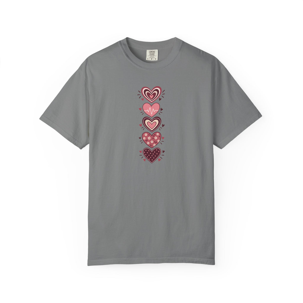 Patterned Hearts Women's Garment-Dyed T-Shirt | Relaxed Unisex Cotton Tee