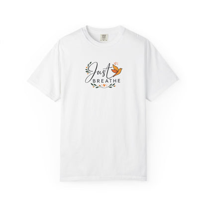 Just Breathe Bird Women's Garment-Dyed T-Shirt | Relaxed Unisex Cotton Tee
