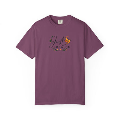 Just Breathe Bird Women's Garment-Dyed T-Shirt | Relaxed Unisex Cotton Tee