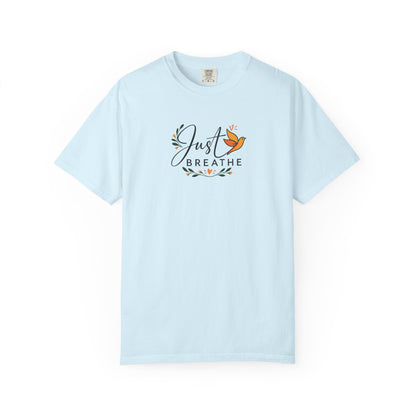 Just Breathe Bird Women's Garment-Dyed T-Shirt | Relaxed Unisex Cotton Tee