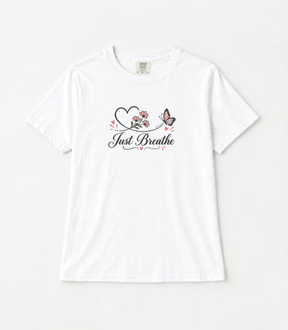 Just Breathe Butterfly Women's Garment-Dyed T-Shirt | Relaxed Unisex Cotton Tee