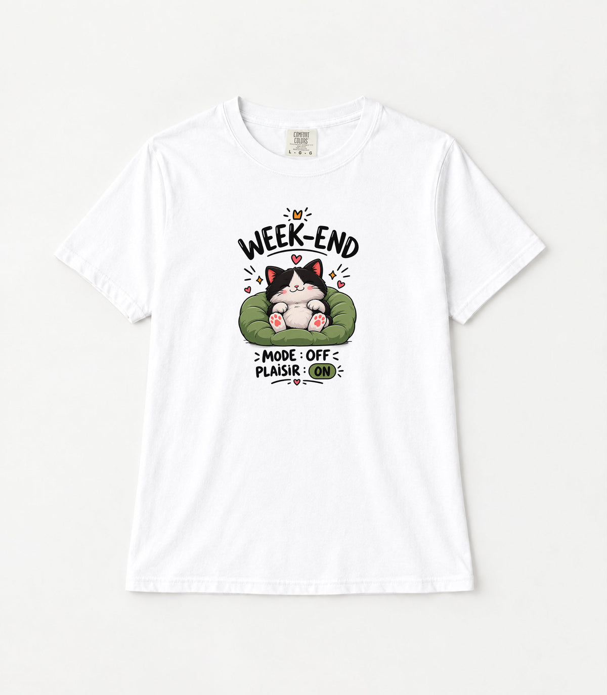 Weekend Mode Off Cat Women's Garment-Dyed T-Shirt | Relaxed Unisex Cotton Tee