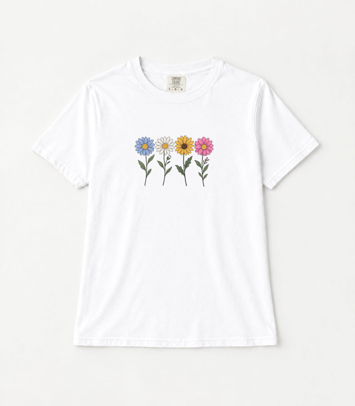 Four Flowers Women's Garment-Dyed T-Shirt | Relaxed Unisex Cotton Tee